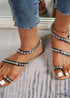 Boho Round Toe Rhinestone Flat Sandals